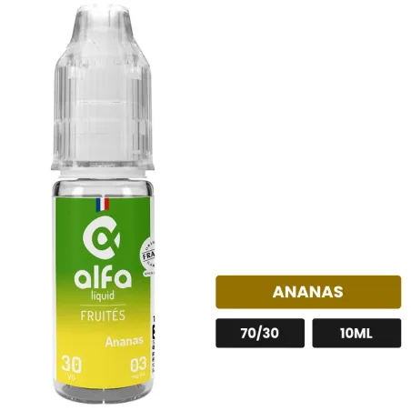 E-liquide Ananas Sweet d'Alfaliquid, 10 ml, saveur ananas.