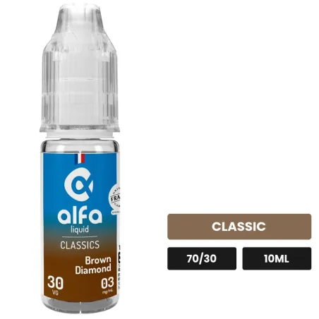 E-liquide Brown Diamond d'Alfaliquid, 10 ml, saveur classic.