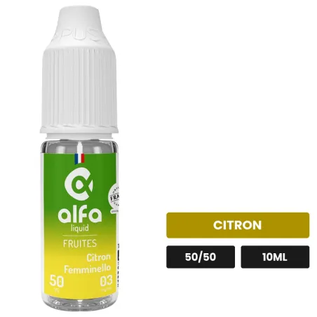 E-liquide Citron Femminello 50/50 d'Alfaliquid, 10 ml, saveur citron.