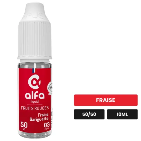 E-liquide Fraise Gariguette 50/50 d'Alfaliquid, 10 ml, saveur fraise.