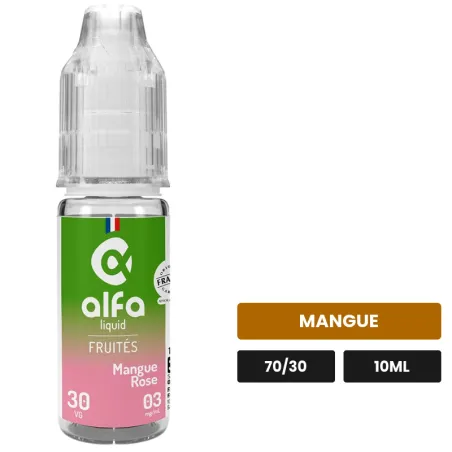 E-liquide Mangue Rose d'Alfaliquid, 10 ml, saveur mangue.
