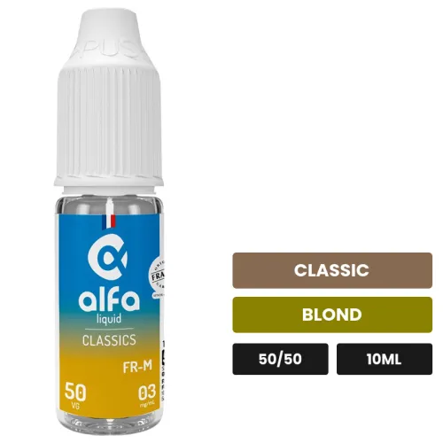 E-liquide Fr-m 50/50 d'Alfaliquid, 10 ml, saveurs classic et blond.