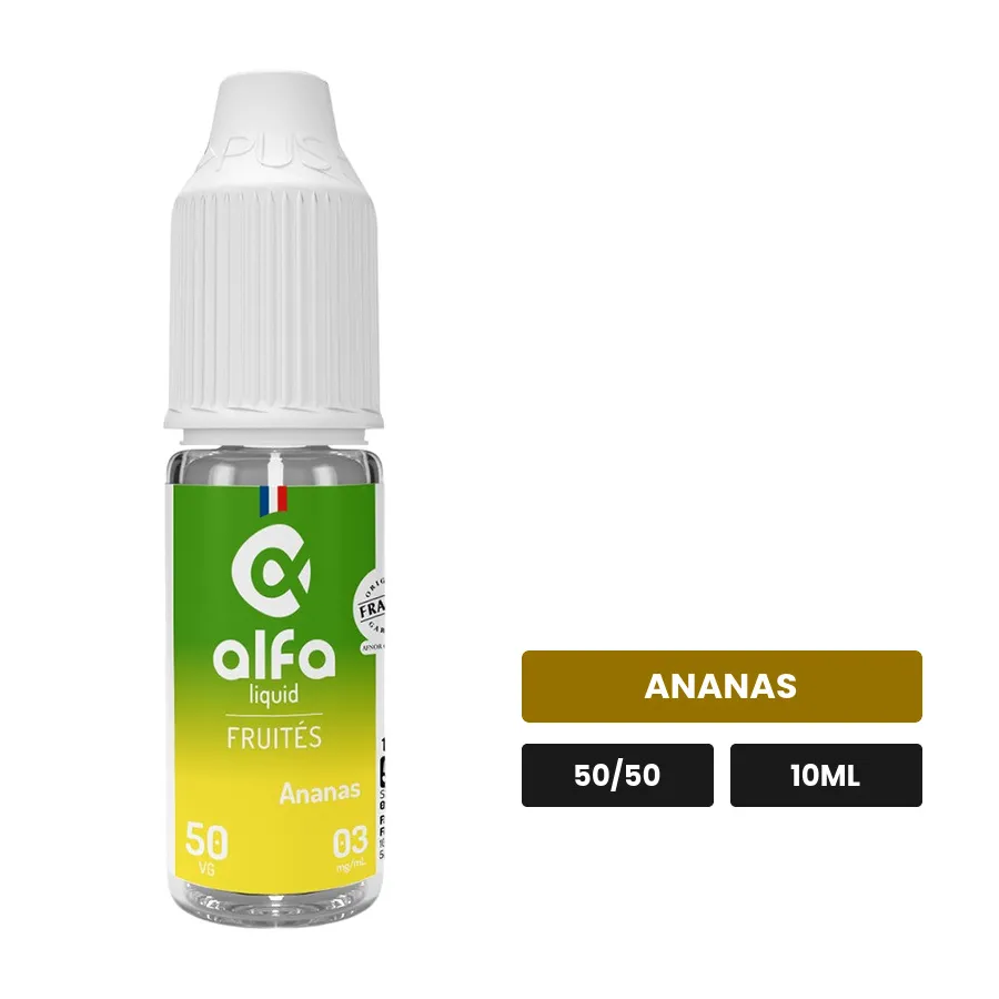 E-liquide Ananas Sweet 50/50 d'Alfaliquid, 10 ml, saveur ananas.