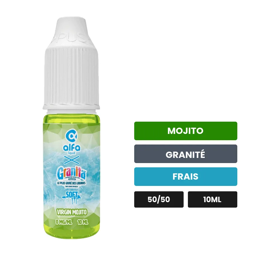 E-liquide Virgin Mojito d'Alfaliquid, 10 ml, saveurs mojito, granité et frais.