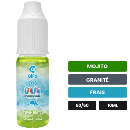 E-liquide Virgin Mojito d'Alfaliquid, 10 ml, saveurs mojito, granité et frais.