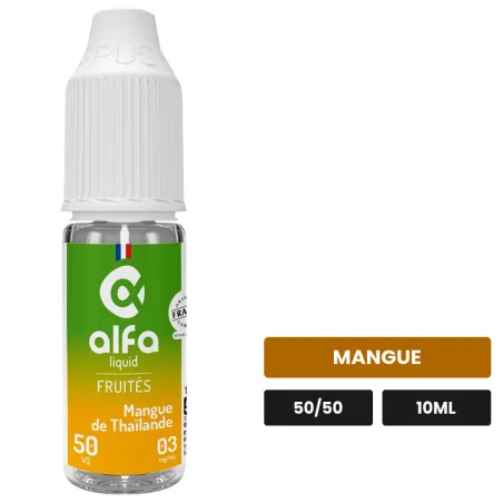 E-liquide Mangue de Thaïlande d'Alfaliquid, 10 ml, saveur mangue.