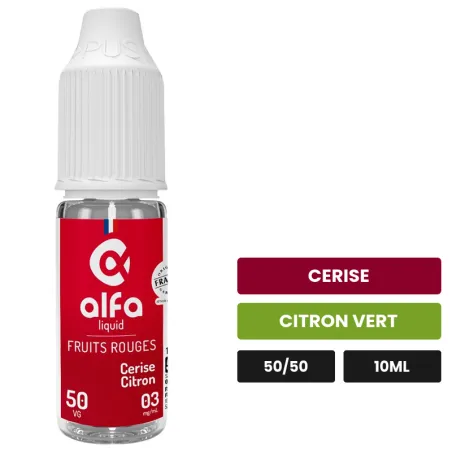 E-liquide Cerise Citron d'Alfaliquid, 10 ml, saveurs cerise et citron vert.