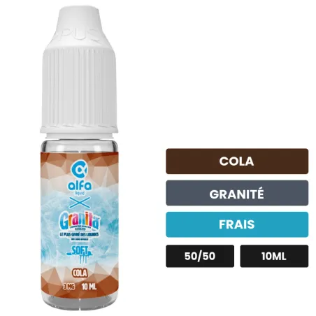 E-liquide Cola d'Alfaliquid, 10 ml, saveurs cola, granité et frais.
