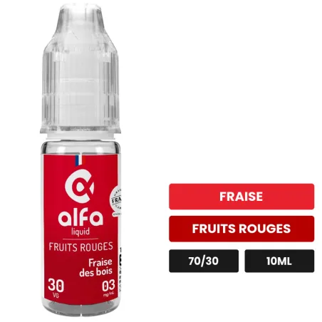 E-liquide Fraise des Bois d'Alfaliquid, 10 ml, saveurs fraise et fruits rouges.