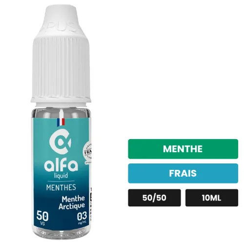 E-liquide Menthe Arctique 50/50 d'Alfaliquid, 10 ml, saveurs menthe et frais.