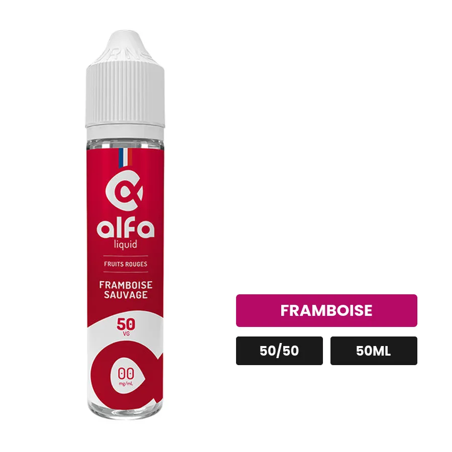 E-liquide Framboise Sauvage d'Alfaliquid, 50 ml, saveur framboise.