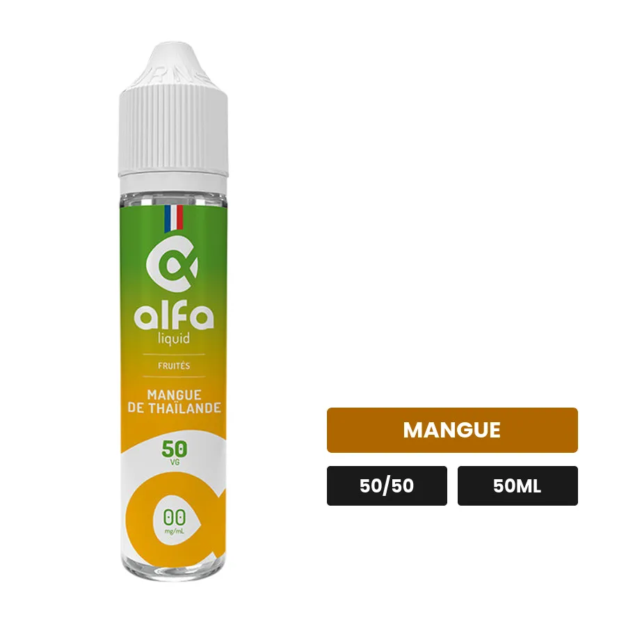 E-liquide Mangue de Thaïlande d'Alfaliquid, 50 ml, saveur mangue.