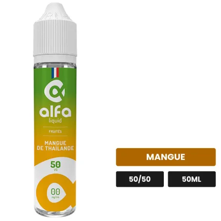 E-liquide Mangue de Thaïlande d'Alfaliquid, 50 ml, saveur mangue.
