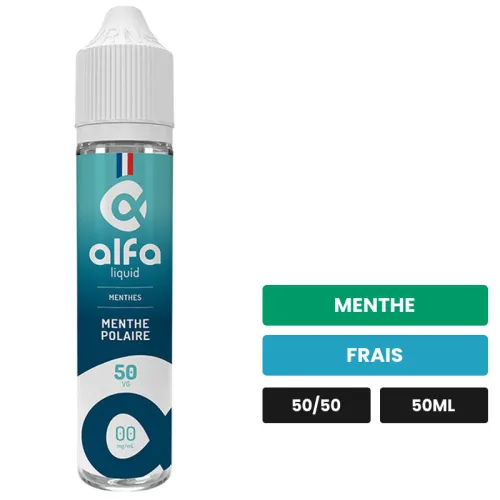 E-liquide Menthe Polaire d'Alfaliquid, 50 ml, saveurs menthe et frais.