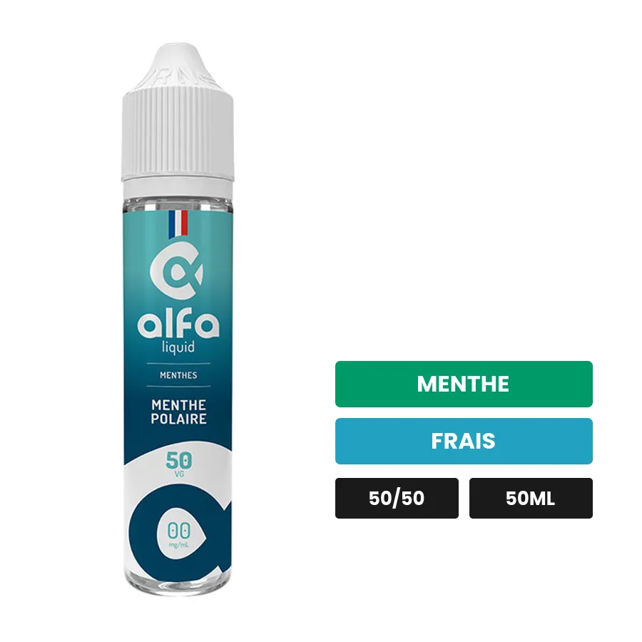 E-liquide Menthe Polaire d'Alfaliquid, 50 ml, saveurs menthe et frais.