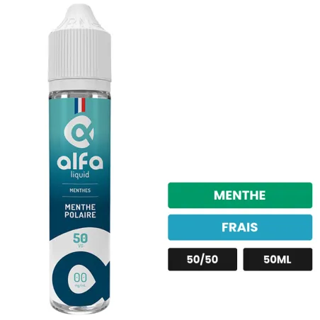 E-liquide Menthe Polaire d'Alfaliquid, 50 ml, saveurs menthe et frais.