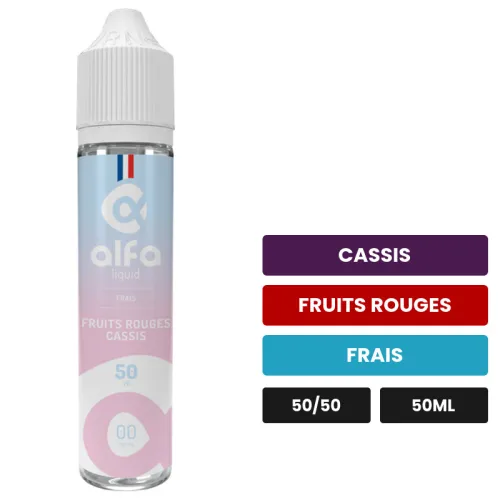 E-liquide Fruits Rouges Cassis d'Alfaliquid, 50 ml, saveurs cassis, fruits rouges et frais.