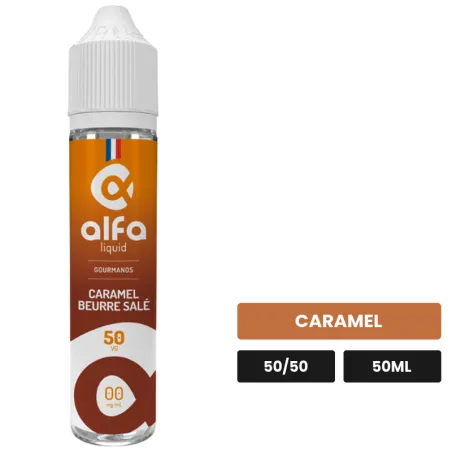 E-liquide Caramel Beurre Salé d'Alfaliquid, 50 ml, saveur caramel.