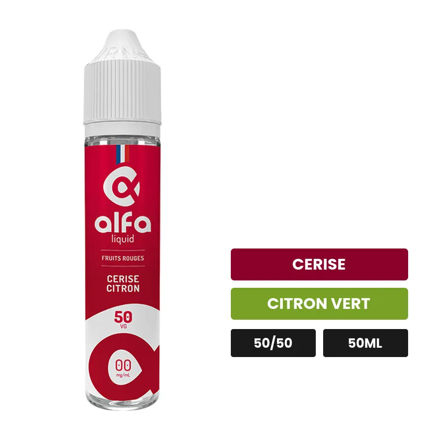 E-liquide Cerise Citron d'Alfaliquid, 50 ml, saveurs cerise et citron vert.