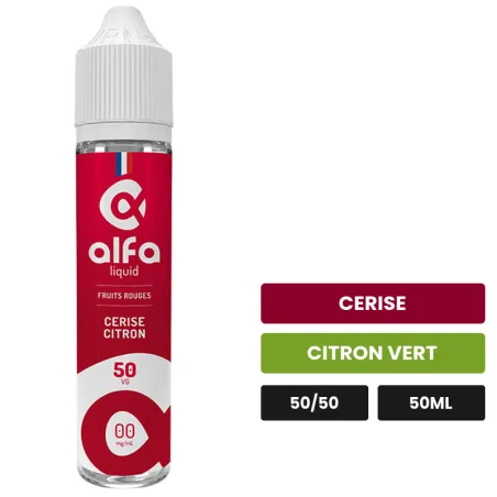 E-liquide Cerise Citron d'Alfaliquid, 50 ml, saveurs cerise et citron vert.