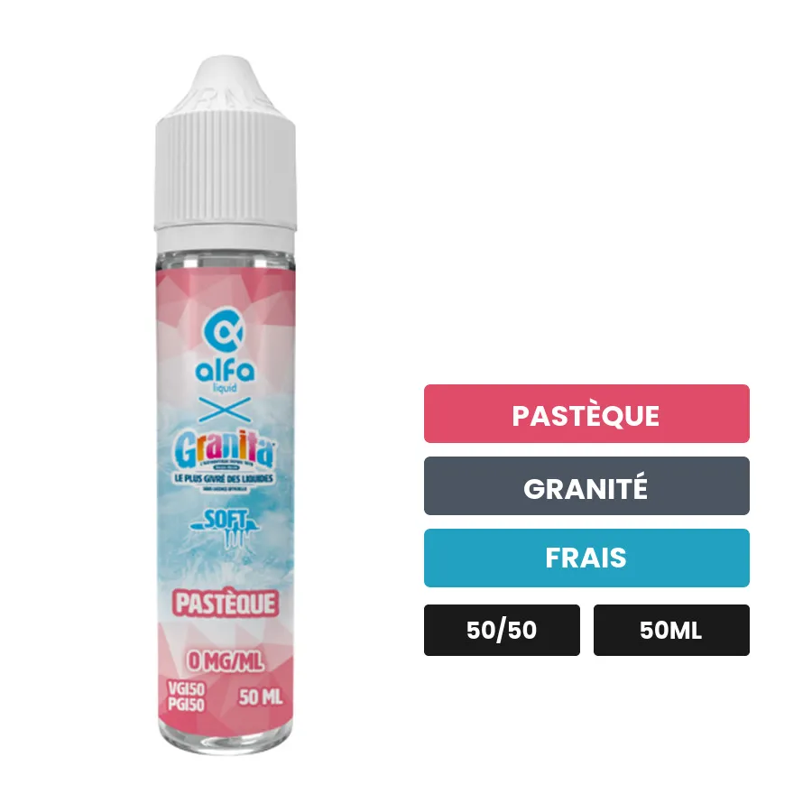 E-liquide Pastèque d'Alfaliquid, 50 ml, saveurs pastèque, granité et frais.