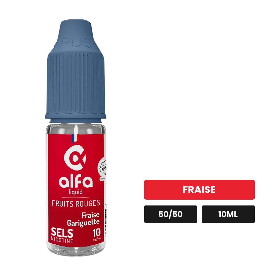 E-liquide Fraise Gariguette d'Alfaliquid, 10 ml, saveur fraise.