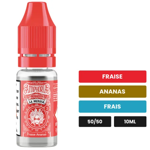 E-liquide La Medusa de La Belle Époque, 10 ml, saveurs fraise, ananas et frais.