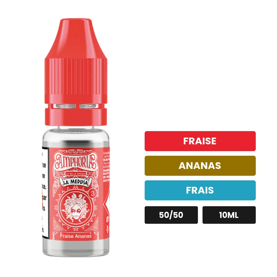 E-liquide La Medusa de La Belle Époque, 10 ml, saveurs fraise, ananas et frais.