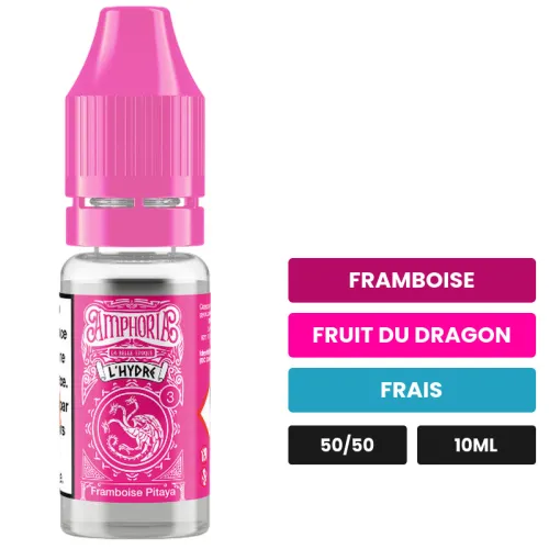 E-liquide L'Hydre de La Belle Époque, 10 ml, saveurs framboise, fruit du dragon et frais.