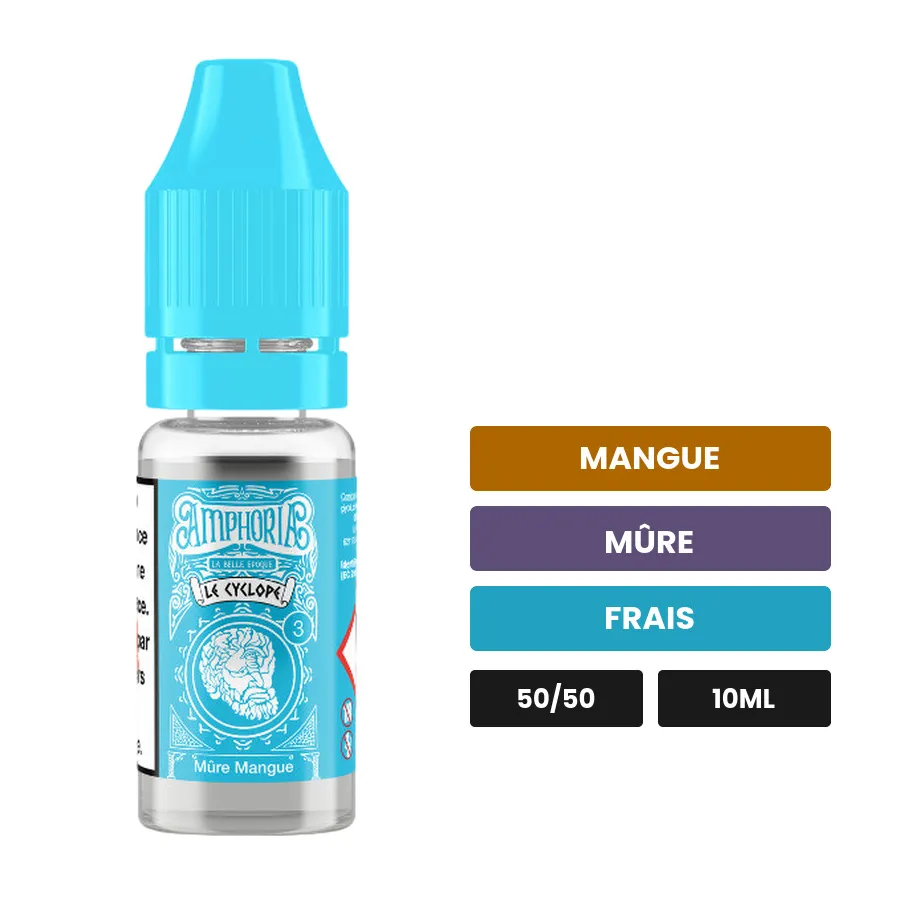 E-liquide Le Cyclope de La Belle Époque, 10 ml, saveurs mangue, mûre et frais.