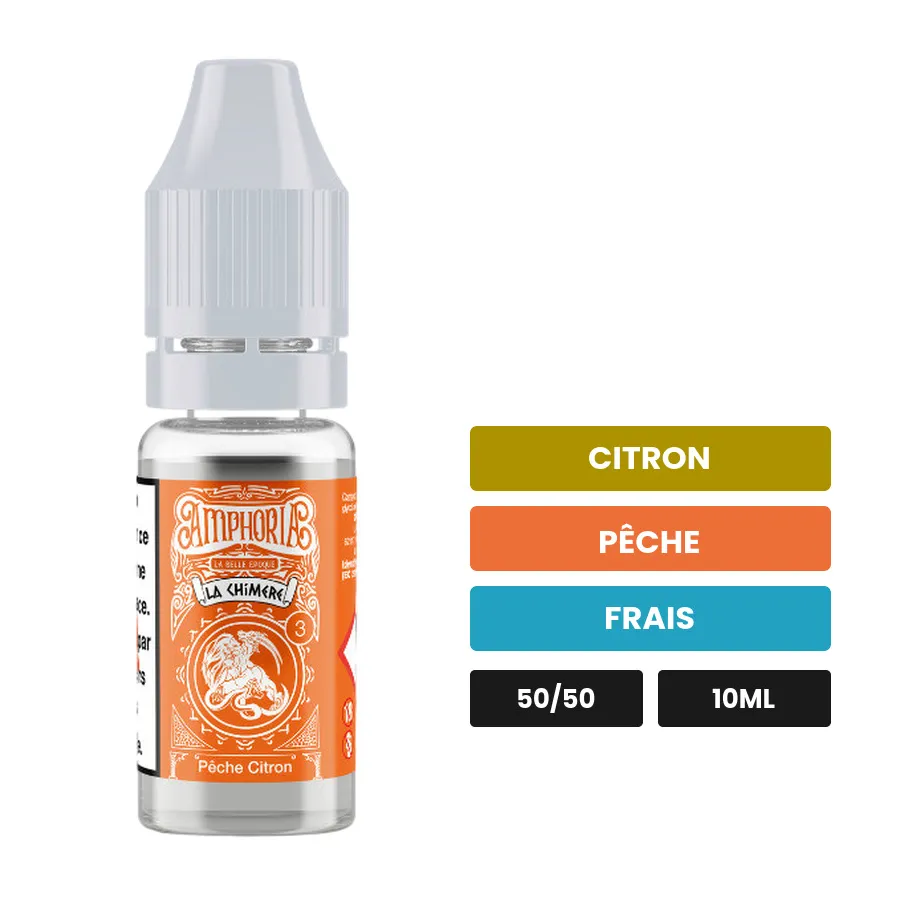 E-liquide La Chimère de La Belle Époque, 10 ml, saveurs citron, pêche et frais.