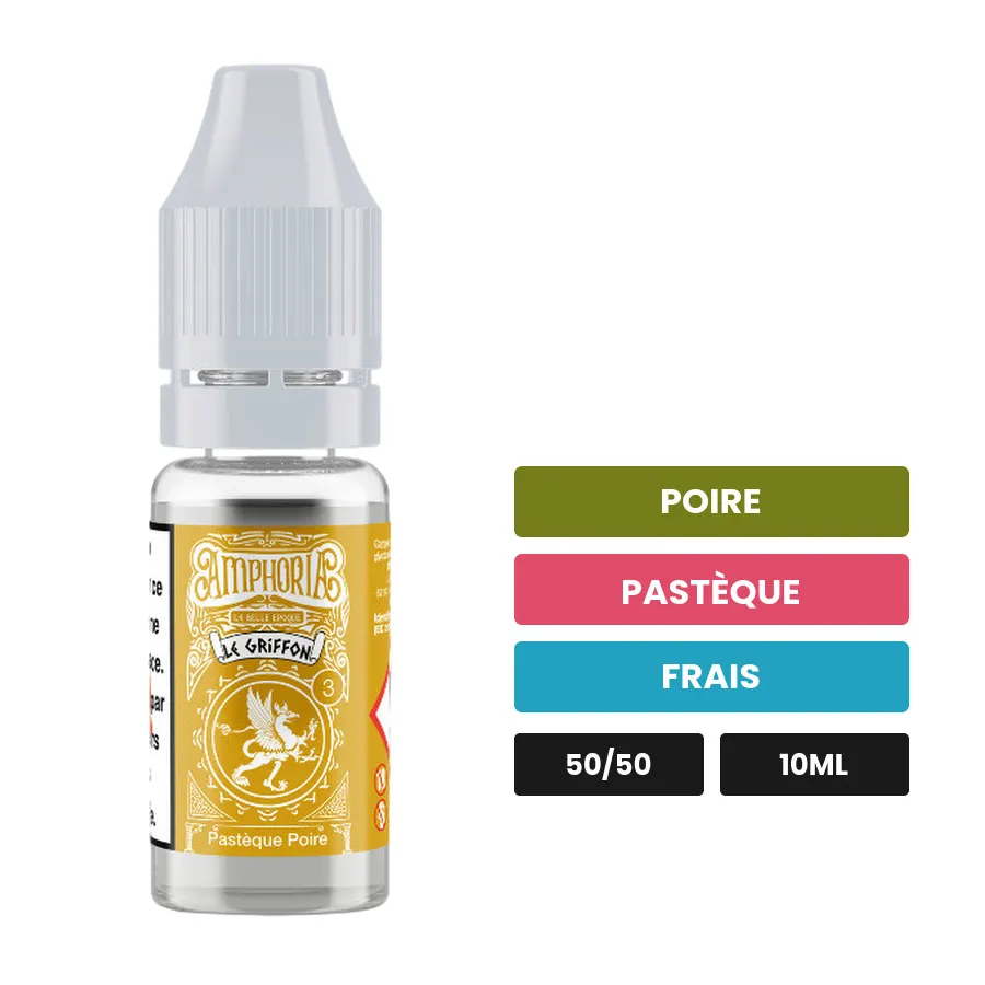 E-liquide Le Griffon de La Belle Époque, 10 ml, saveurs poire, pastèque et frais.
