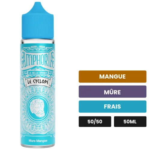 E-liquide Le Cyclope de La Belle Époque, 50 ml, saveurs mangue, mûre et frais.