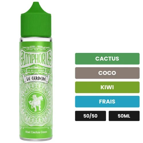 E-liquide Le Cerbère de La Belle Époque, 50 ml, saveurs cactus, coco, kiwi et 1 autre.