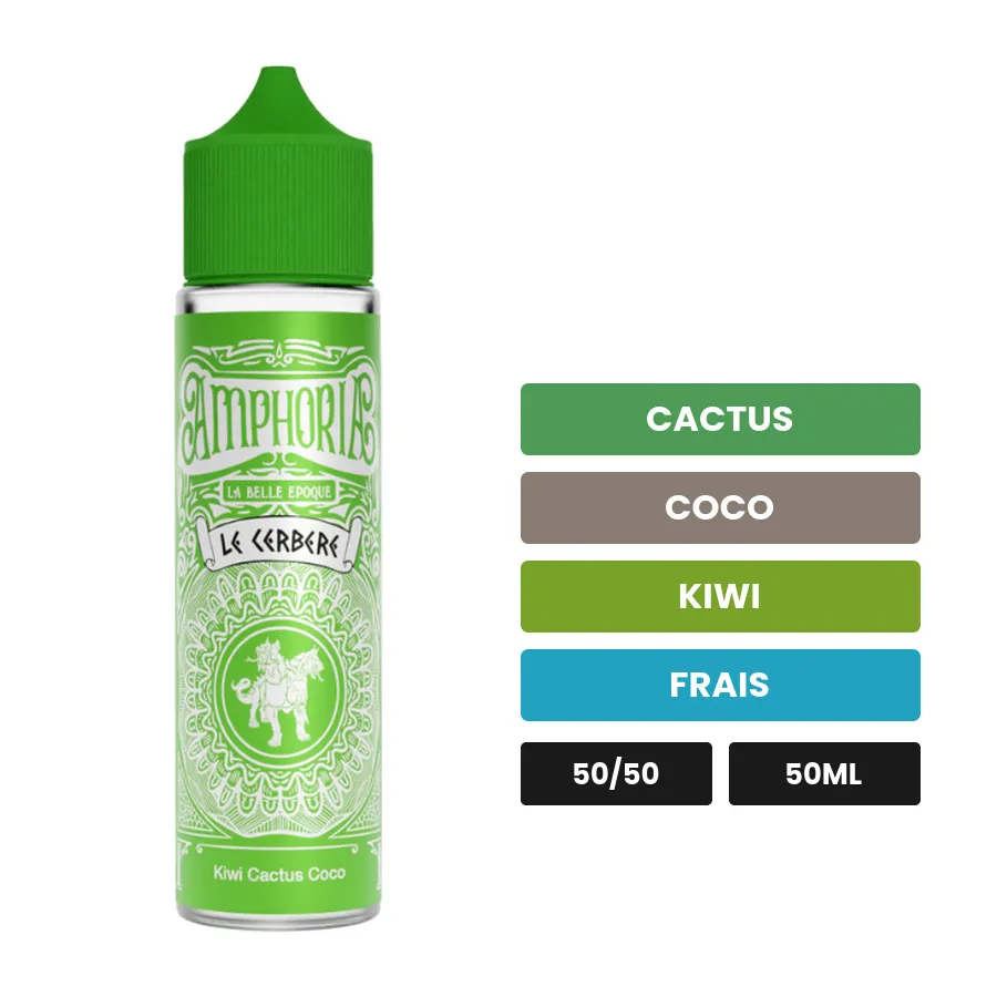 E-liquide Le Cerbère de La Belle Époque, 50 ml, saveurs cactus, coco, kiwi et 1 autre.