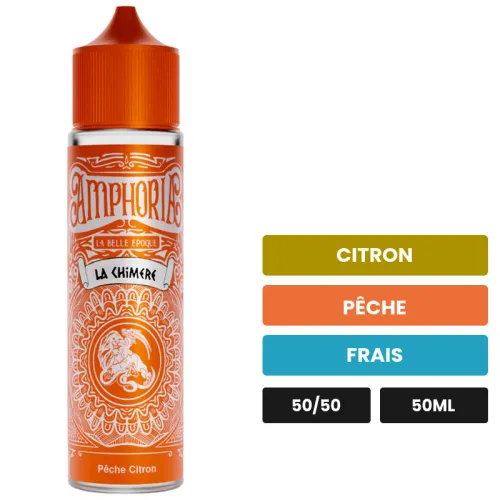 E-liquide La Chimère de La Belle Époque, 50 ml, saveurs citron, pêche et frais.