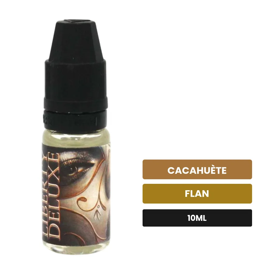 Arome concentre Liberty Deluxe de LadyBug, 10 ml, saveurs cacahuète et flan, sans nicotine — arôme à diluer de nicotine.