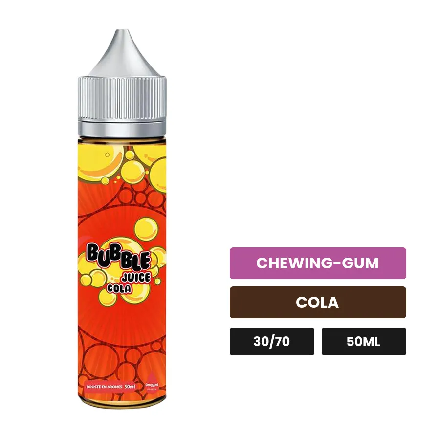 E-liquide Bubble Juice Cola d'Aromazon, 50 ml, saveurs chewing-gum et cola.