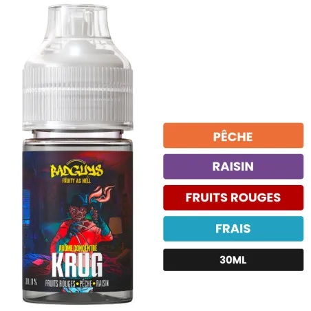 Arome concentre Krug de Badguys, 30 ml, saveurs pêche, raisin, fruits rouges et 1 autre, sans nicotine — arôme à diluer de.