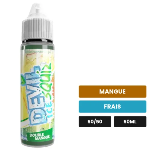 E-liquide Double Mangue Ice d'Avap, 50 ml, saveurs mangue et frais, sans nicotine — prêt à booster de nicotine.