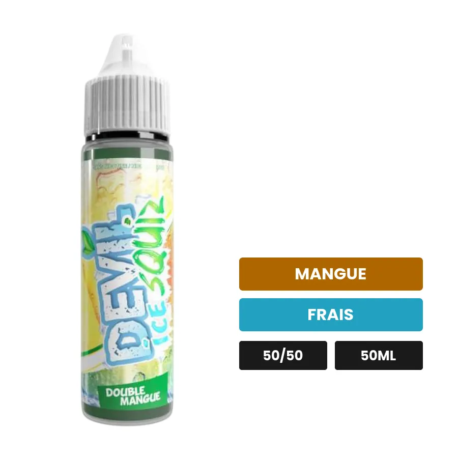E-liquide Double Mangue Ice d'Avap, 50 ml, saveurs mangue et frais, sans nicotine — prêt à booster de nicotine.