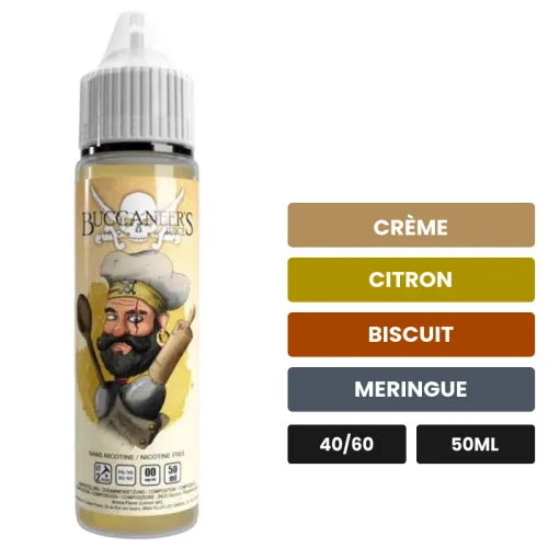 E-liquide John Cook d'Avap, 50 ml, saveurs crème, citron, biscuit et 1 autre.