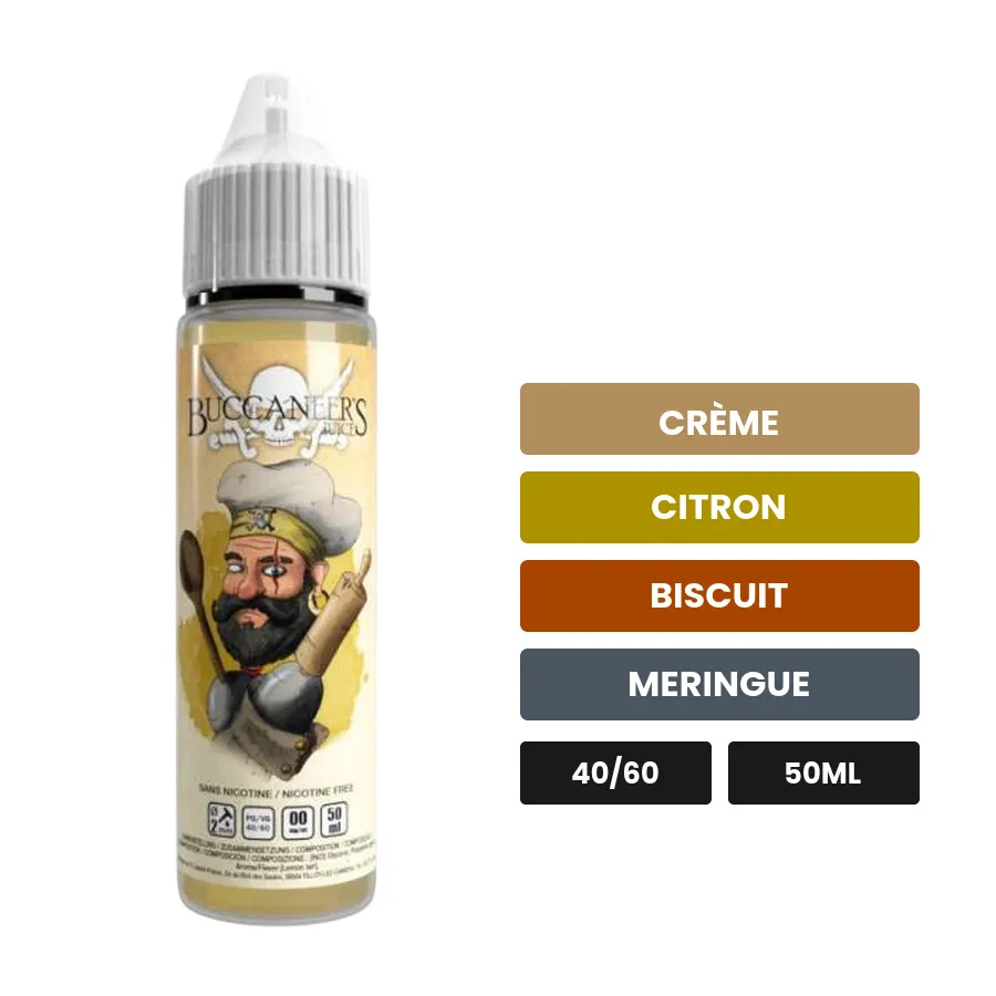 E-liquide John Cook d'Avap, 50 ml, saveurs crème, citron, biscuit et 1 autre.