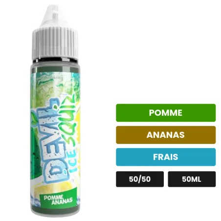 E-liquide Pomme Ananas Ice d'Avap, 50 ml, saveurs pomme, ananas et frais, sans nicotine — prêt à booster de nicotine.