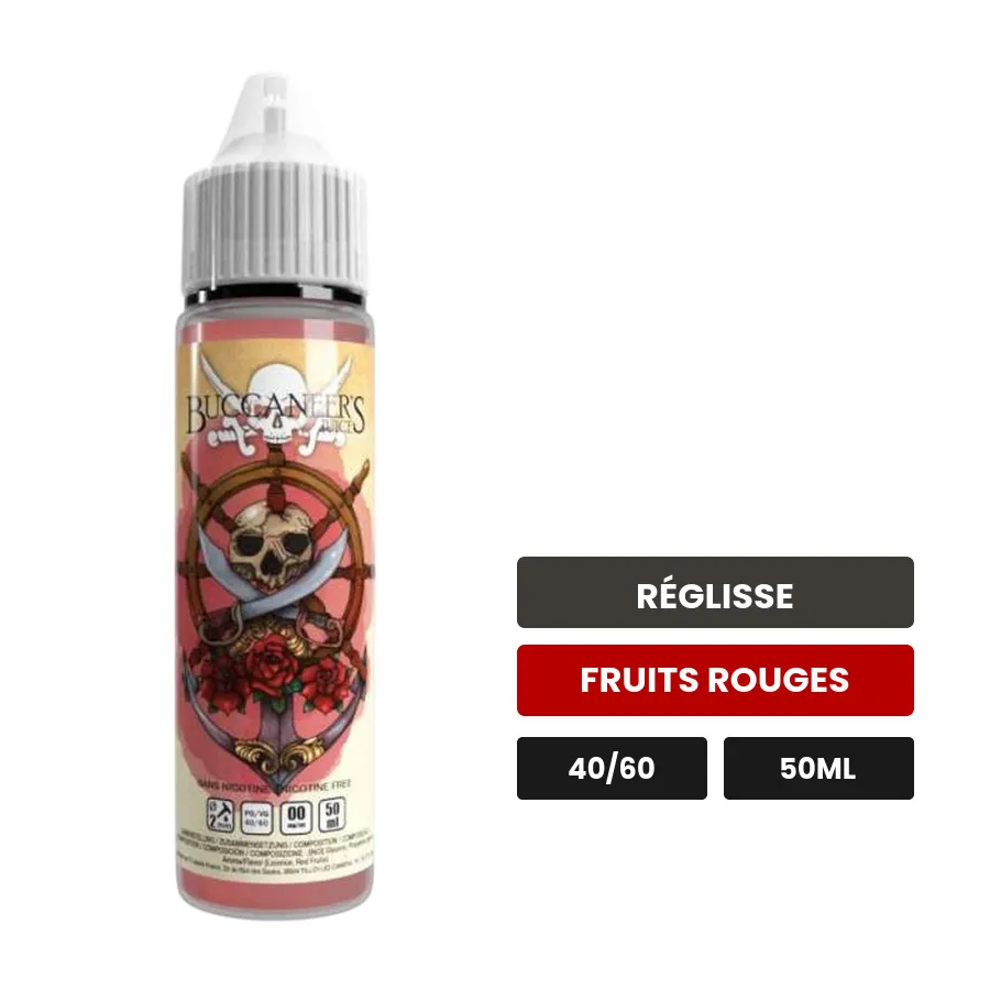E-liquide Queen Anne's Revenge d'Avap, 50 ml, saveurs réglisse et fruits rouges.