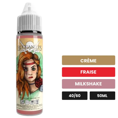 E-liquide Mary Read d'Avap, 50 ml, saveurs crème, fraise et milkshake.