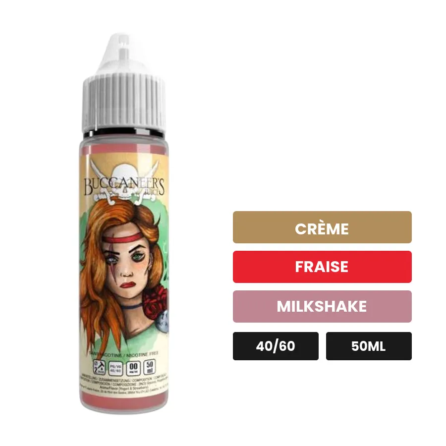 E-liquide Mary Read d'Avap, 50 ml, saveurs crème, fraise et milkshake.