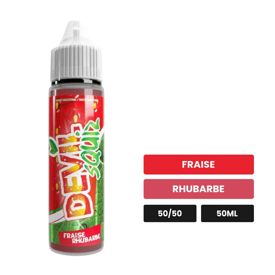 E-liquide Fraise Rhubarbe d'Avap, 50 ml, saveurs fraise et rhubarbe, sans nicotine — prêt à booster de nicotine.