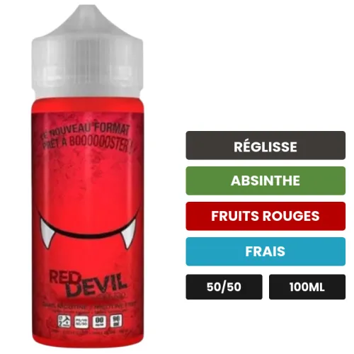 E-liquide Red Devil d'Avap, 100 ml, saveurs réglisse, absinthe, fruits rouges et 1 autre, sans nicotine — prêt à booster de.