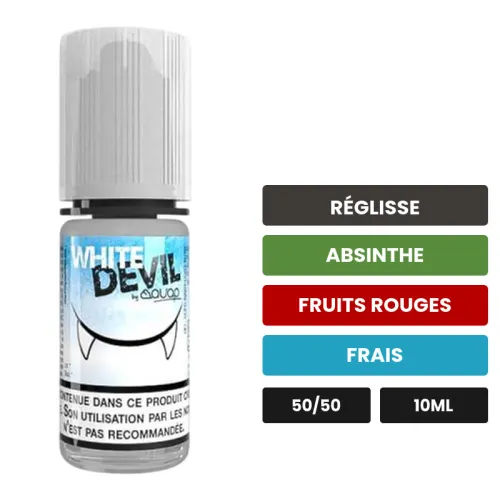 E-liquide White Devil d'Avap, 10 ml, saveurs réglisse, absinthe, fruits rouges et 1 autre.